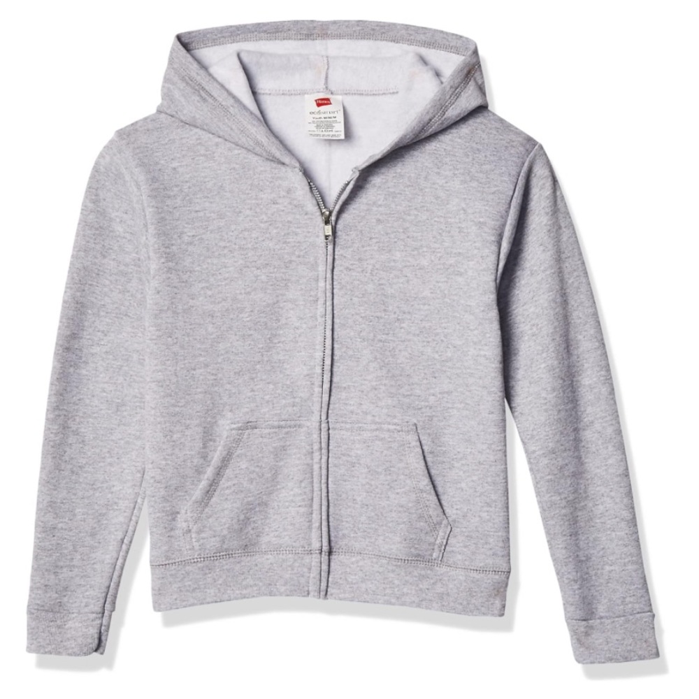 Hanes grey zipper jacket hoodie gray hooded longsleeve zipper sweater kid medium